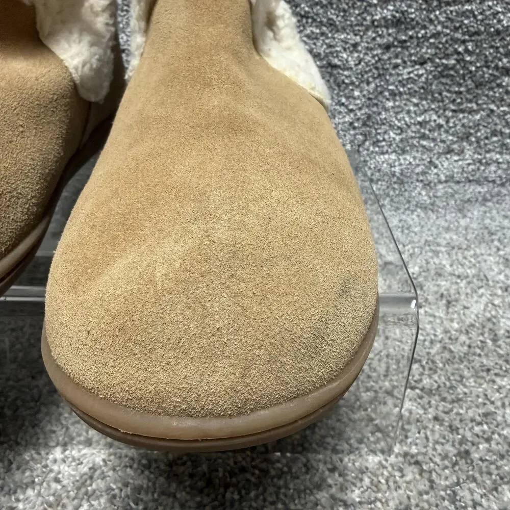 Minnetonka Slipper Booties Mens Size 11M Tan Suede Faux Fur Lined Cozy 400441